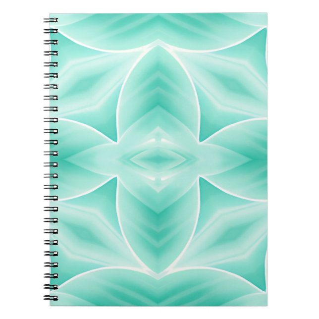 Caderno Espiral Aquamarine e Patttern Geométrico Branco (Frente)