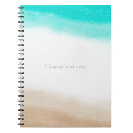 Caderno Espiral Aquarela Azul Turquesa & Bege Elegante Água e Arei