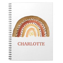 Caderno Espiral Aquarela Boho Pastel Menina Criança Arco-íris Fofo