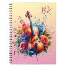 Aquarela Cello e Flores Personalizadas