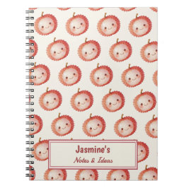 Caderno Espiral Aquarela com padrão de lichia Lucky You personaliz