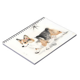Caderno Espiral Aquarela Corgi – Arte Caprichosa de Cachorro com T