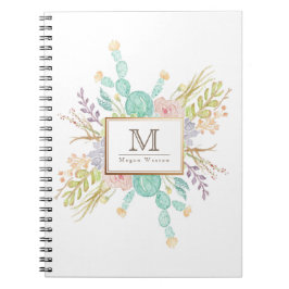 Caderno Espiral Aquarela de Buquê Suculente | Inicial