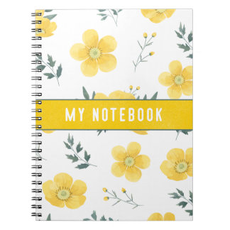 Caderno Espiral Aquarela de Flor Silvestre Amarela Personalizada