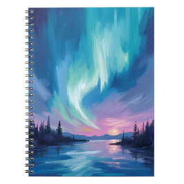 Caderno Espiral Aquarela de Inverno das Luzes do Norte