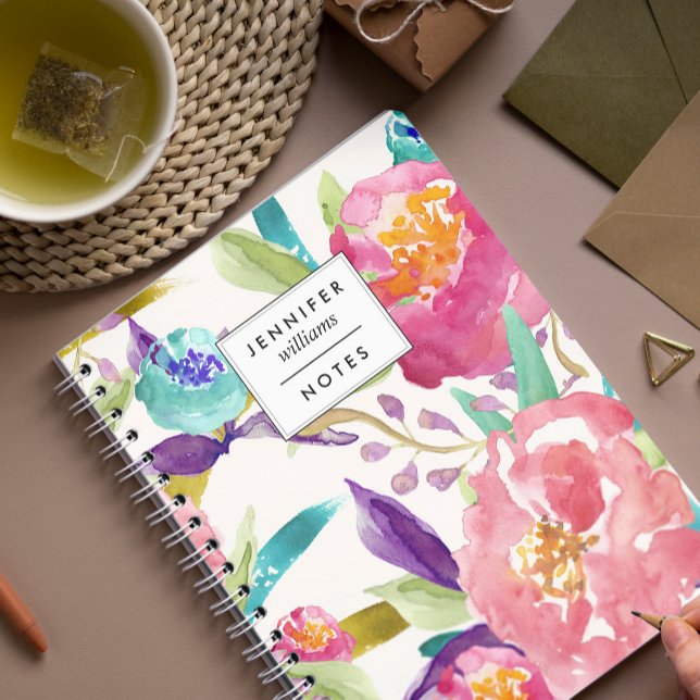 Caderno Espiral Aquarela de Jardim Personalizada (Criador carregado)