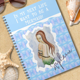 Caderno Espiral Aquarela de Sereia de Fantasia Boho Personalizada