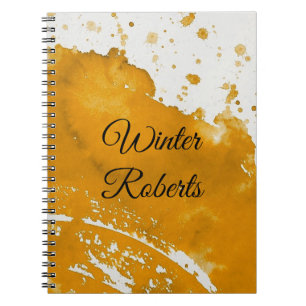 Caderno Espiral Aquarela dourada personalizada