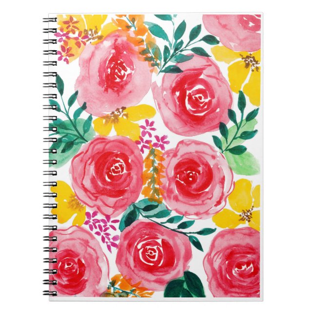 Caderno Espiral Aquarela floral (Frente)