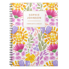 Caderno Espiral Aquarela Floral Bonito Personalizado Colorido