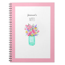Aquarela Flores de Jar Mason da Mesa de Rosa