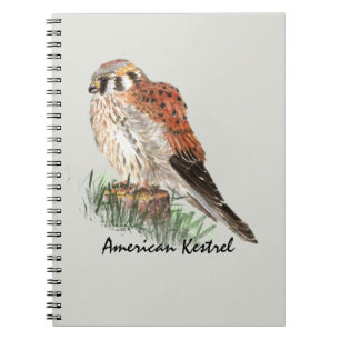 Caderno Espiral Aquarela Kestrel Falcon Bird Nature Art
