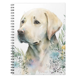 Caderno Espiral Aquarela Labrador Retriever Dourado e Flores