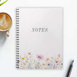 Caderno Espiral Aquarela Notas de Flores Silvestres do Prado Minim