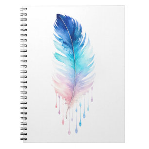 Caderno Espiral Aquarela Pena Ombre Azul