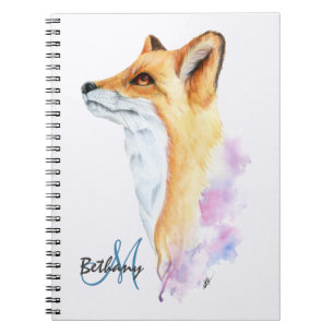 Caderno Espiral Aquarela Raposa Vermelha Personalizada