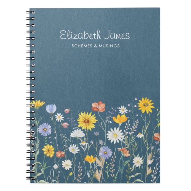 Caderno Espiral Aquarela Rústica de Flores Silvestres Minimalista (Frente)