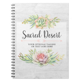 Caderno Espiral Aquarela Rústica Suculentas Deserto Cacto Boho