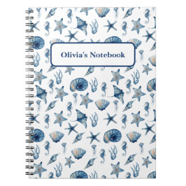 Caderno Espiral Aquarela Sob O Padrão Marítimo