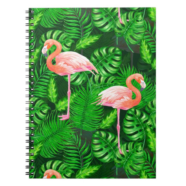Caderno Espiral Aquarela tropical Flamingo (Frente)