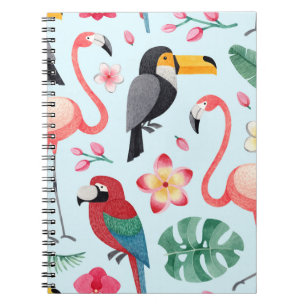 Caderno Espiral Aquarela Tropical: Fusão De Aves.