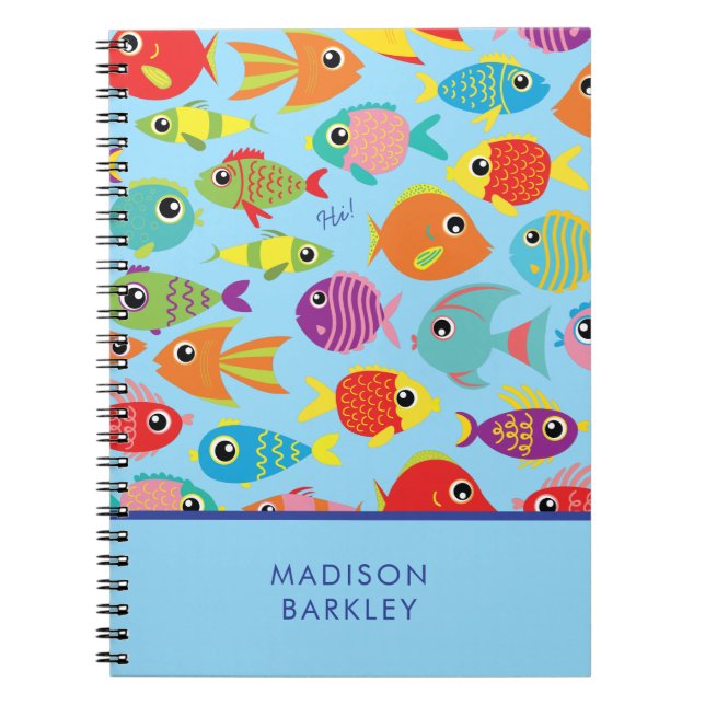 Caderno Espiral Aquário de Peixes Tropicais Cute Kid's (Frente)