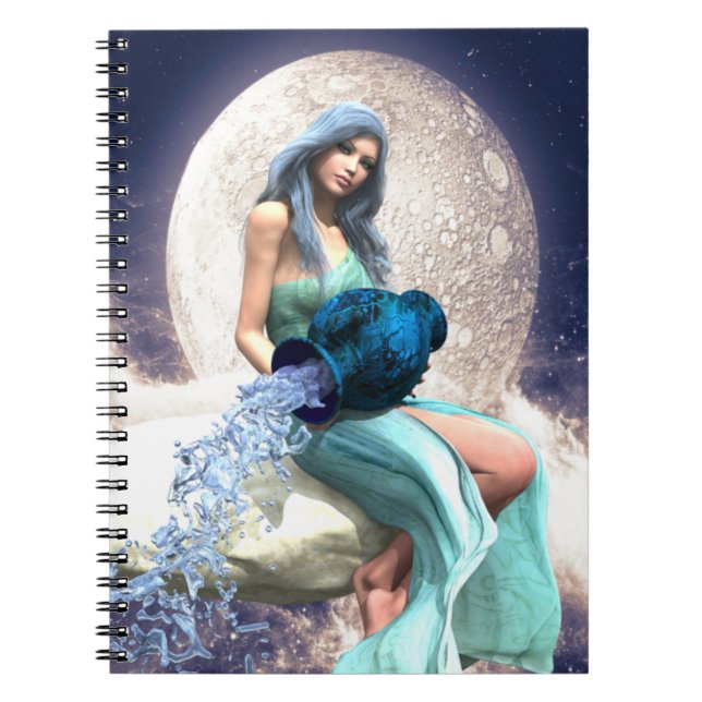 Caderno Espiral Aquário - Mulher Despejando Água de Um Jug (Frente)