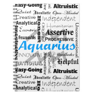 Caderno Espiral Aquarius Zodiac Astrology Traços Colagem