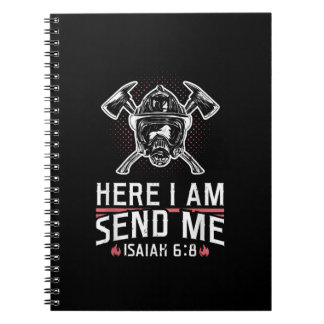 Caderno Espiral Aqui Estou Enviando-Me Isaiah 68 Bombeiro