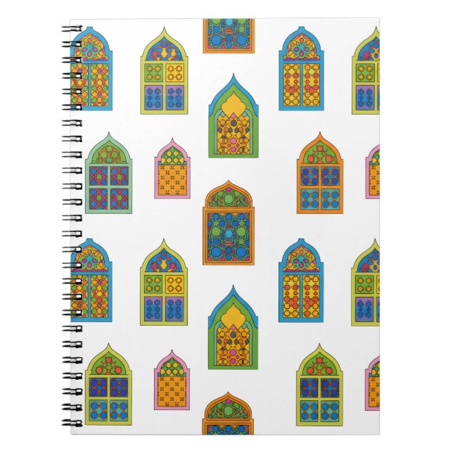 Caderno Espiral Arabian Stained Glass Windows Pattern (Frente)