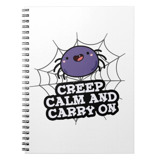 Caderno Espiral Aranha Engraçada Calma e Continue Pun Espetacular (Frente)