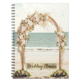 Caderno Espiral Arbusto de Rosas de Renda para Casamento na Praia