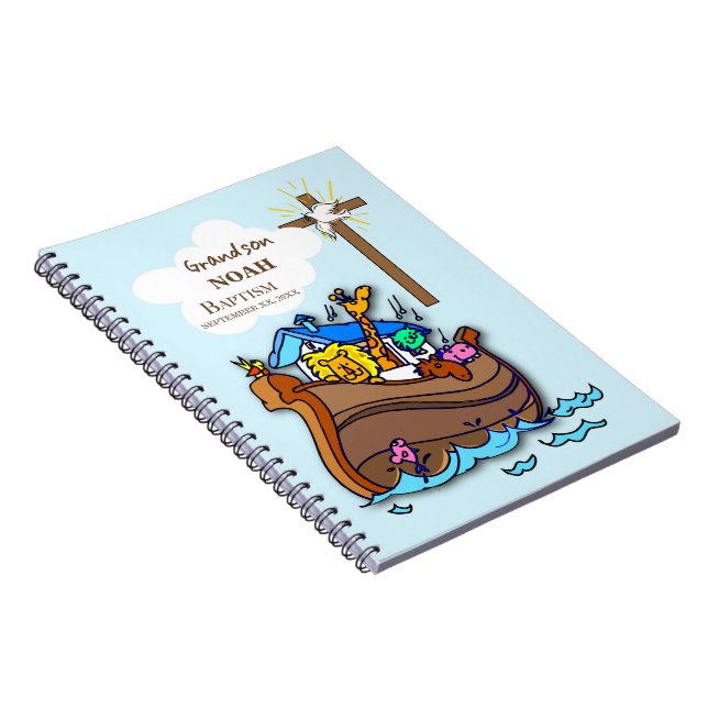 Caderno Espiral Arca personalizada do neto Baptism Noah (Lado Direito)