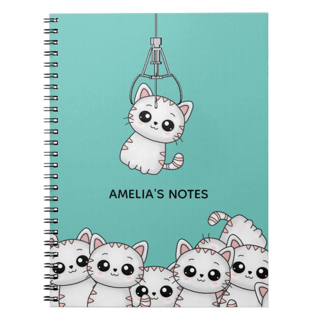 Caderno Espiral Arcade Claw Cute Kitten Grabber Personalizado (Frente)