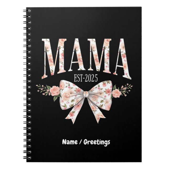 Caderno Espiral Arco Coquette Mama Est 2025 Feliz Dia de as mães (Frente)