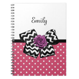 Caderno Espiral Arco cor-de-rosa bonito e nome de Chevron do rosa