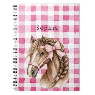 Caderno Espiral Arco de Cavalo com Listras Rosa