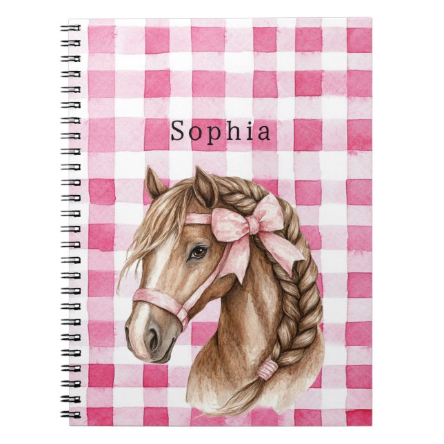 Caderno Espiral Arco de Cavalo com Listras Rosa (Frente)