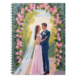 Caderno Espiral Arco de Jardim para Noivos | Pintura de Casamento 