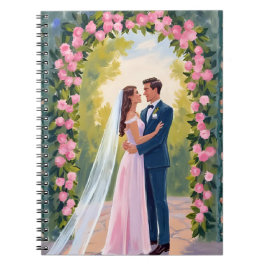 Caderno Espiral Arco de Jardim para Noivos | Pintura Floral de Cas