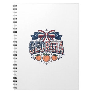 Caderno Espiral Arco de Pêssego Patriótico da Geórgia Vintage 4 de