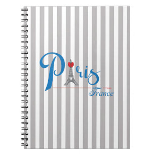 Caderno Espiral Arco de Texto Azul Torre Eiffel Paris