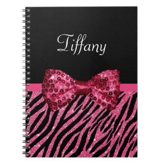 Caderno Espiral Arco de Zebra Brilho Rosa Intenso Nome