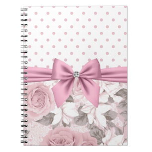 Caderno Espiral Arco Glam Pink Diamond Bolinhas Florais