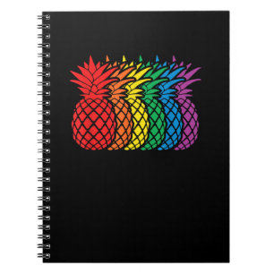 Caderno Espiral Arco-Íris Abacaxis Aloha Havaiano Orgulho gay Mês
