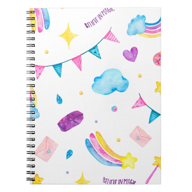 Caderno Espiral Arco-Íris - Acredite em Mágica (Frente)