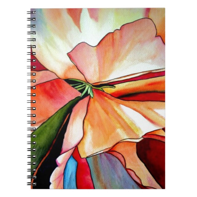 Caderno Espiral Arco-Íris Begonia aquarela (Frente)