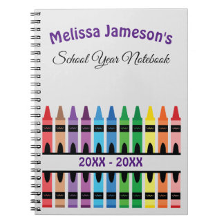 Caderno Espiral Arco-Íris Bonito de Volta à Escola Crayon