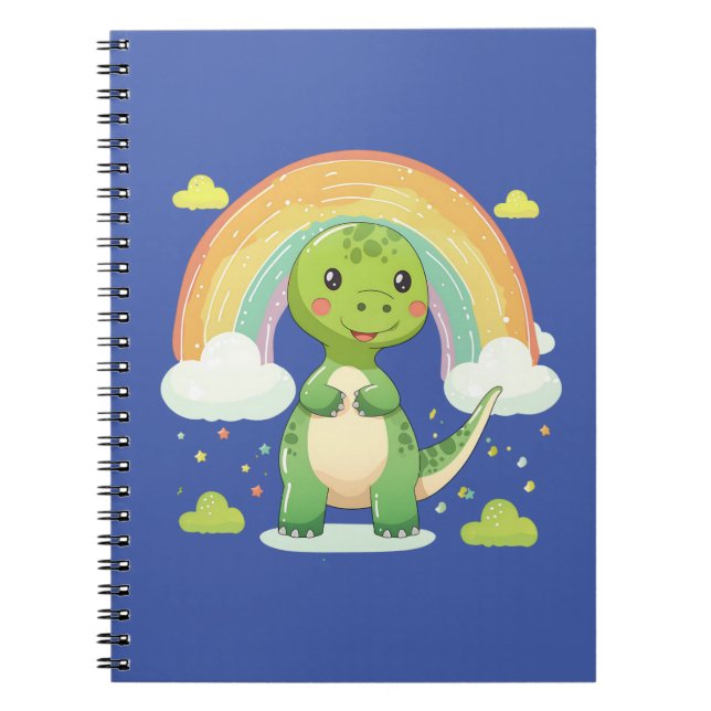 Caderno Espiral Arco-íris Colorido Dino (Frente)