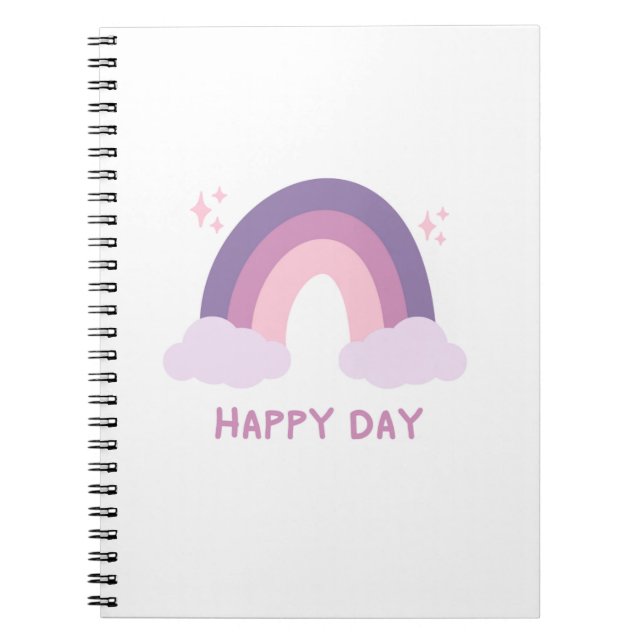 Caderno Espiral arco-íris dias felizes citando laticínios (Frente)